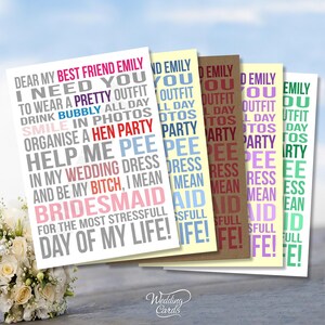 Ik wil dat je me helpt plassen Trouwjurk Bitch Will you be my Maid of Honor Matron bruidsmeisje bloemenmeisje Chief Gepersonaliseerde uitnodigingskaart A6