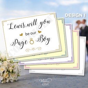 Serez-vous ma page Garçon porteur de l'alliance témoin de mariage Carte d'invitation personnalisée