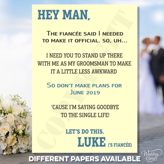 Invito Testimone Nozze Biglietto Invito "Will You Be My Best Man" Personalizzabile, Formato A6, Per Testimoni Di Nozze Best Man Card Personalizzata - Foto 3