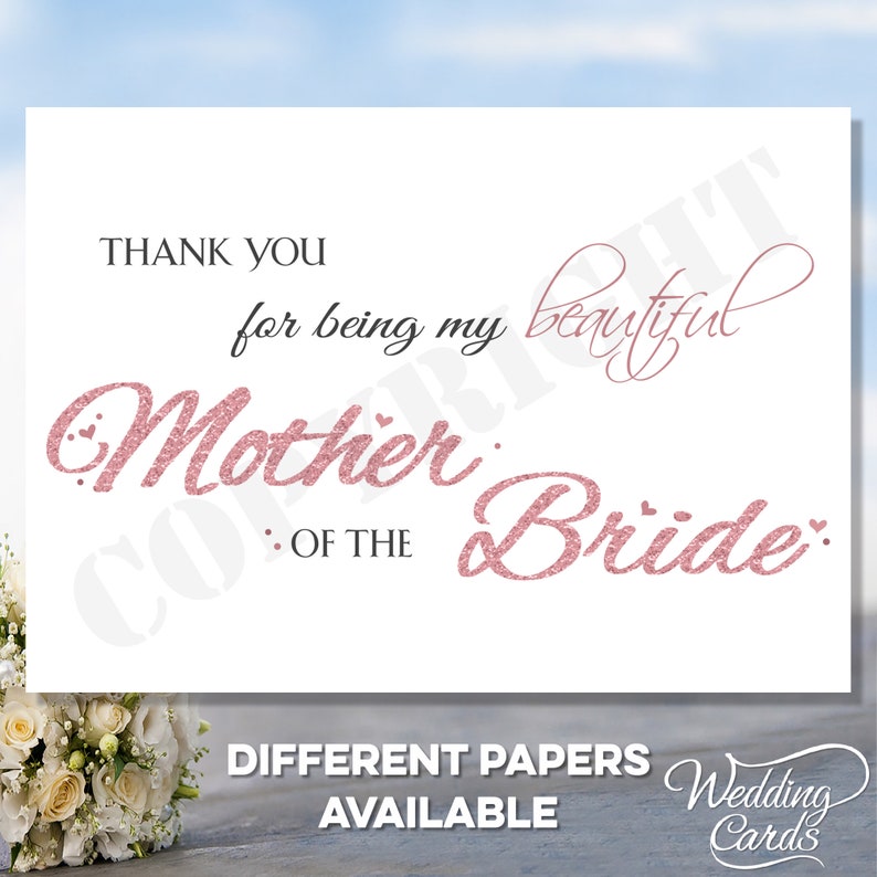 Thank you for being my beautifulwonderful MotherFather of the BrideGroom ParentsGrandparents Wedding Personalised Invite Invitation Card