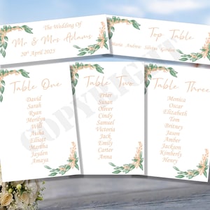 1 x Cartão de assento de mesa personalizado para cerimônia de casamento Plano Ordem do dia Nosso serviço Nome Nomes Placa Estame Cartões Postal A5
