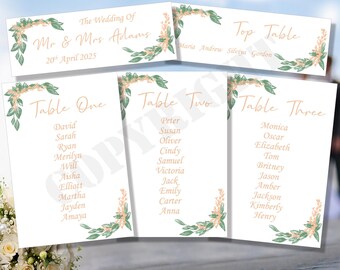 Personalized Wedding Table Place Card: Floral Design
