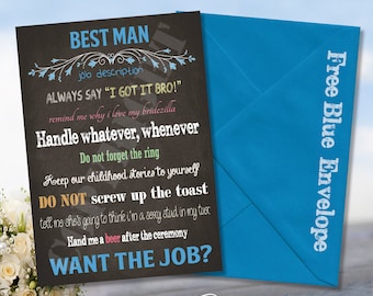 Job Description Will you be my Best Man Groomsman Usher Personalised Inviation Invite Wedding Decoration Party Gift Announcement Card A6