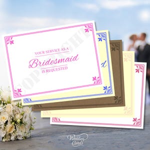 Conception personnalisée de cérémonie de mariage Votre service en tant que demoiselle d'honneur, demoiselle d'honneur, cartes d'invitation de dame d'honneur demoiselle d'honneur ivoire A6