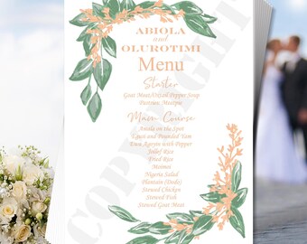 Personalized Wedding Menu Cards: Floral A6 Table Decoration (Set of 10)