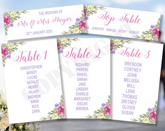 Personalized Floral Wedding Table Place Card: Ivory A5
