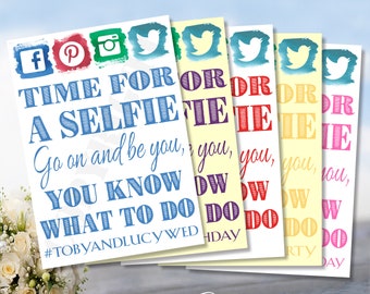 Personalised Time for a Selfie Birthday Wedding Party Go on and be You know what to do Props Table Grab prop Pose Decoration Card Sign A4