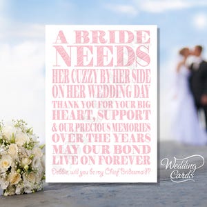 Une mariée a besoin d'elle, allez-vous être ma soeur de demoiselle d'honneur en chef, carte personnalisée, faire-part de mariage, cérémonie, célébration, carte postale A6