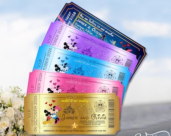 Personalized Wedding Ticket Invitations: Any Colors & Characters
