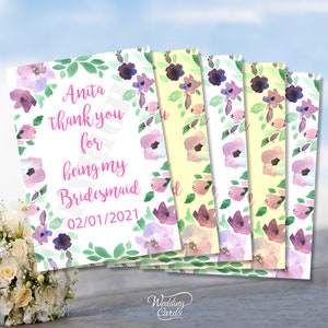 Carte florale personnalisée Merci d'avoir été ma demoiselle d'honneur demoiselle d'honneur demoiselle d'honneur demoiselle d'honneur