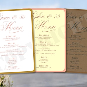 10 x Cartões de Menu Personalizados Decoração de Mesa de Lugar Casamento de Luxo Festa de Aniversário Plano de Ocasião Especial Bebidas Comida Buffet Conjunto