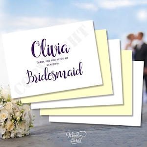 Merci d'être ma magnifique demoiselle d'honneur, demoiselle d'honneur, bouquetière, merveilleuse matrone d'honneur témoin, cartes d'invitation personnalisées