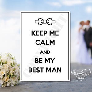 Cartão personalizado Keep Me Calm And Be My Best Man Groomsman Page Boy Portador de alianças Convite para cerimônia de casamento Festa Celebração Cartão postal A6