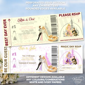 Convite de casamento personalizado Design temático Castelo Mágico Convite Bilhete Salve a data datas Dinheiro Cartões de desejos Cartão de agradecimento Passagens aéreas
