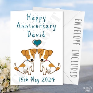 Cartão de feliz aniversário personalizado Jack Russell Terriers White Highland Terrier Love Marido Esposa Namorado Namorada Noivado Casal