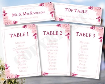 Personalized Wedding Table Place Card: Floral Ceremony Seating