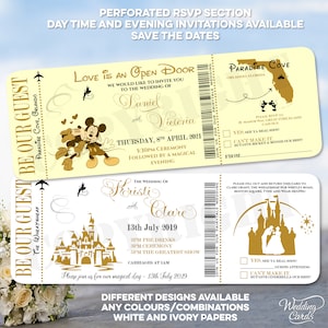 Personalised Wedding Invitation Themed Design Castle Magic Invite Save the Date Ticket Money Wish Cards Thank you card Boarding Pass Flight