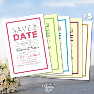 5 x Reserve la fecha para la boda, compromiso, aniversario, cumpleaños, ceremonia de renovación de votos, invitaciones para fiestas, invitaciones para el día, tarjetas para la noche