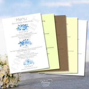 10 x Cartões de Menu Personalizados Decoração de Mesa de Lugar Flores Casamento Casamento Festa de Aniversário Plano de Ocasião Especial Bebidas Comida Buffet Conjunto