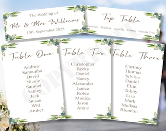 Personalized Wedding Table Place Card: Floral Seating Cards