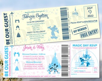 Personalized Castle Wedding Invitation: Magic Theme, Save the Date Postcard