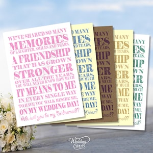 Will you be my Bridesmaid Trauzeugin Matrone Häuptling Junior Blumenmädchen Schwester unsere personalisierte Einladung Invite Card Card A6
