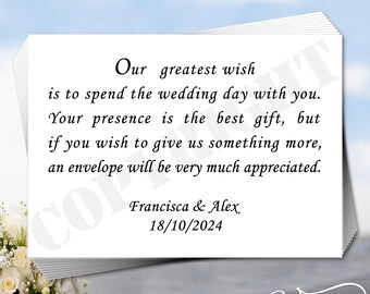 Personalized Wedding Wish Cards: A7 Poem Cards, Guest Gift (Set of 10)