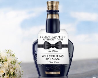 Personalised Will you be or Thank you for being my Best Man Groomsman Usher Bottle topper Tag Suit Up Walk me down the Aisle Give me away