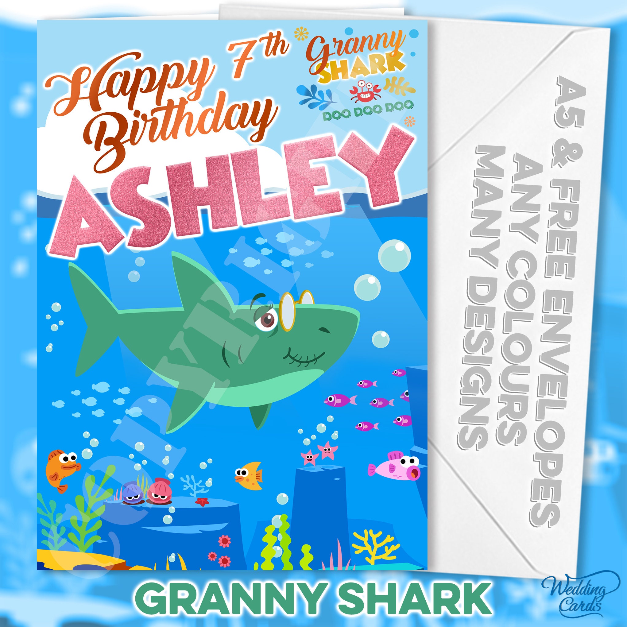 Baby Shark Geburtstagskarte Für Neffen – Offizielles Lizenzprodukt | 22,9x12,7 Cm Mit Umschlag