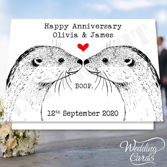Popmazing Süße Otter-Jubiläumskarte „Happy Anniversary To My Otter Half“ – Lustige Karte Für Ehemann/Ehefrau, 12,7 X 17,8 Cm