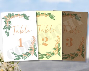 Personalized Floral Wedding Table Numbers: A6 Place Cards