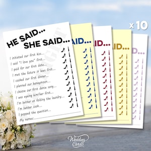 10 x Juego de predicción I Spy Preguntas Desafío Adivina Invitado Novia Novio Juego de Bodas Decoración de Regalos Mesa Actividades Set Tarjetas A6