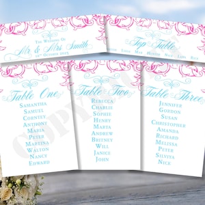 1 x Cartão de assento de mesa personalizado para cerimônia de casamento Ordem do dia Nosso serviço Nome Nomes Elementos do quadro Cartões Cartão postal