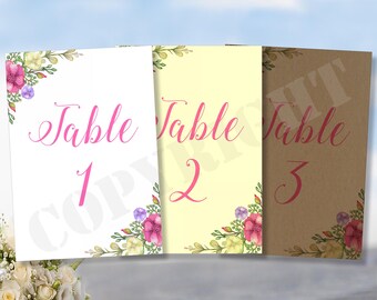 Personalized Floral Wedding Table Number Cards: A6 Decoration