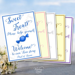 Dulces personalizados para bautizo, fiesta de cumpleaños, revelación de género, bufé de dulces, bautismo, nombramiento, comunión, sírvase usted mismo, tarjeta de letrero A4