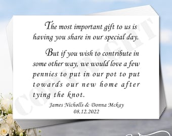Personalized Wedding Wish Poems Cards: Honeymoon Cash Gift (A7)