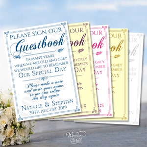 Libro de visitas personalizado Firme nuestro libro de visitas Boda Novia Novio Fiesta Ceremonia Decoración Exhibición Recuerdos Día especial Tarjeta Letrero A4