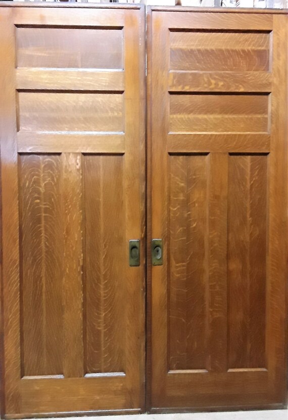 Antique Pocket Doors Quarter Sawn Oak 89 High X 32 Etsy