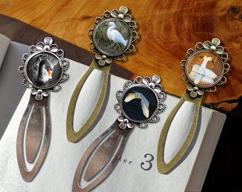 Metal Bookmark Swan and Egret Handmade Gift for Nature Avian Lover Book Accessory Water Bird Wildlife Photo Back to School Bookworm Reader