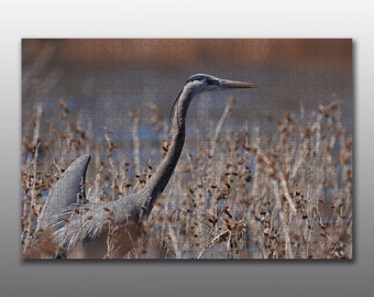 Jigsaw Puzzle - Great Blue Heron Wades in the Reeds