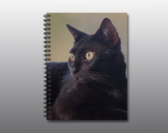 Spiral Notebook - Ruled Line - Portrait of a Black Cat