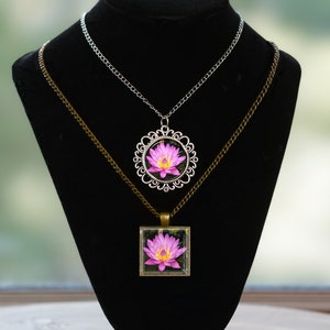 Pink Water Lily Jewelry - Pendants, Earrings, and Sets