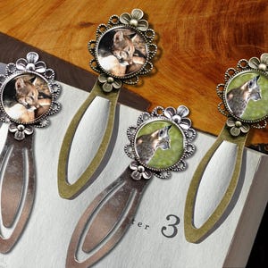 Metal Bookmark Large Cat Handmade Gift for Nature Lover Book Accessory of Cougar Spirit Animal Wildlife Bobcat Photo Back to School Readers