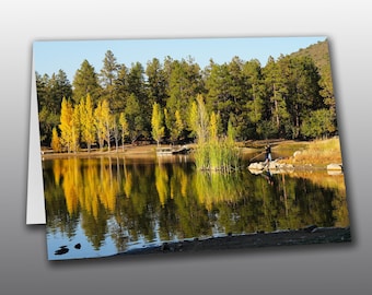 Fall Fishing at Goldwater Lake in Prescott, Arizona - Photographic Greeting Card