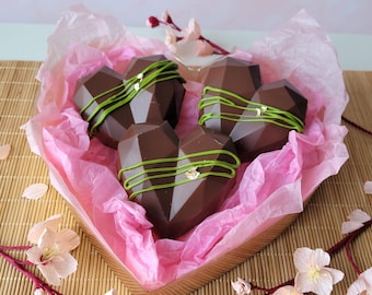 Matcha and Dubai style Chocolate Fusion Heart Chocolate