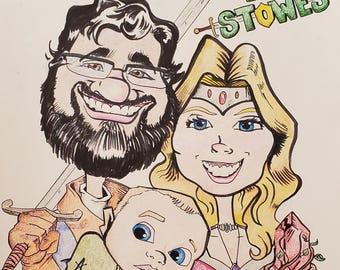 Caricature - Hand-drawn 14" x 17" (no mat or Frame)