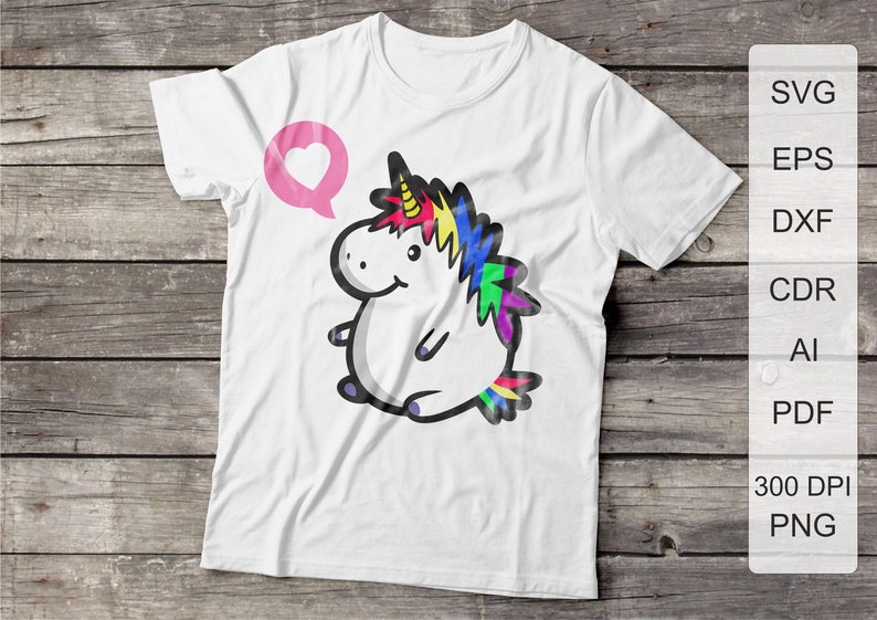 Download Cute Fat Unicorn Art T-Shirt svg Cut File SVG PNG DXF | Etsy