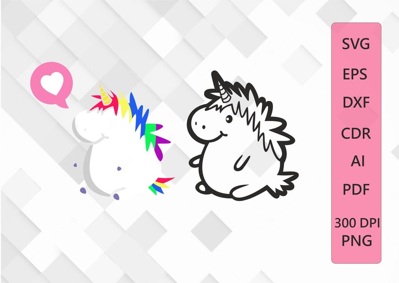 Download Cute Fat Unicorn Art T-Shirt svg Cut File SVG PNG DXF | Etsy