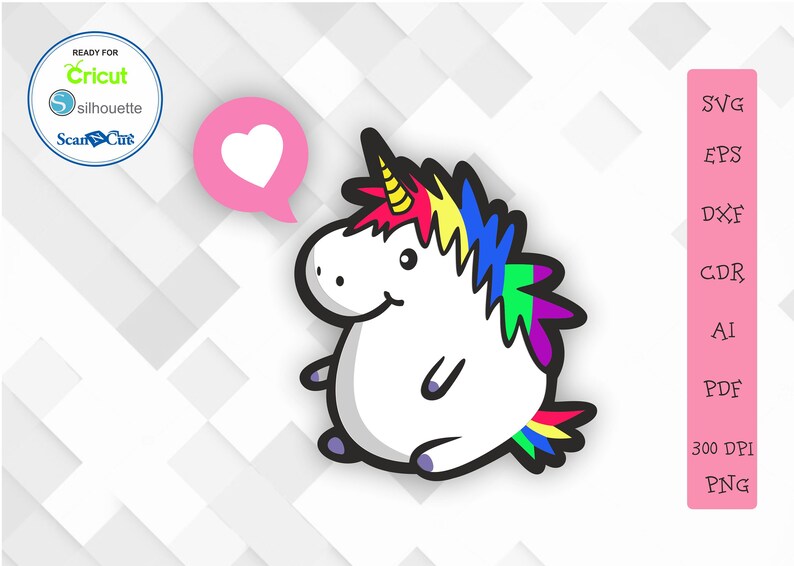 Download Cute Fat Unicorn Art T-Shirt svg Cut File SVG PNG DXF | Etsy
