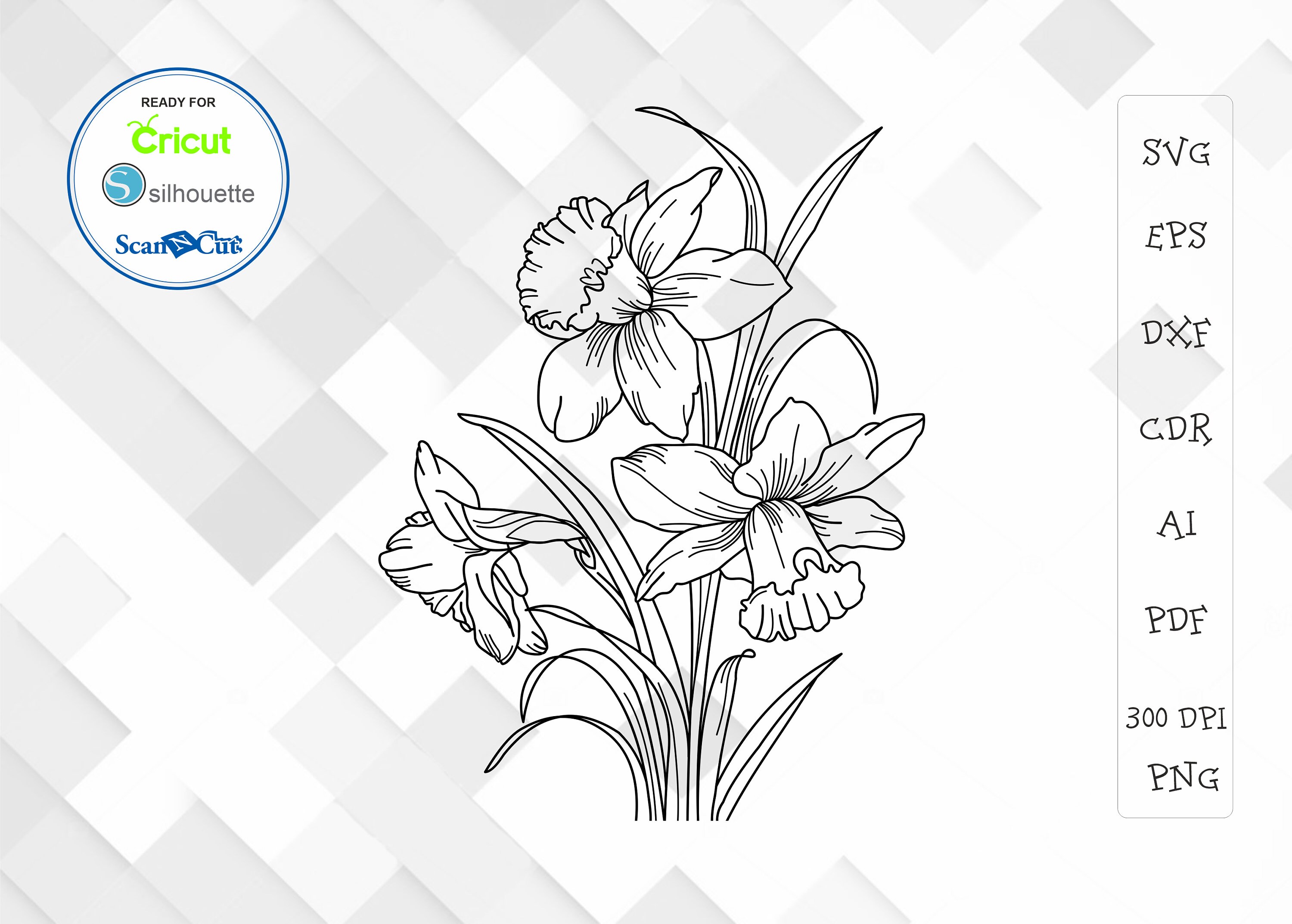 Download Narcissus flower Svg Png Clipart Vector Cricut Cut Flower ...